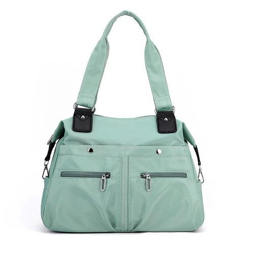 Große Kapazität leichte wasserdichte Nylon-Schultertasche mit mehreren Taschen und Reißverschluss - Bild 9 von 18