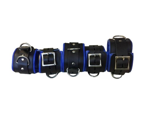 5 Piece Leather Heavy Duty Padded Bondage Restraint With Locking Buckle - 第 1/4 張圖片