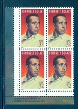 US 3152 Humphrey Bogart, Legend of Hollywood, Plate Block/4,  Mint NH