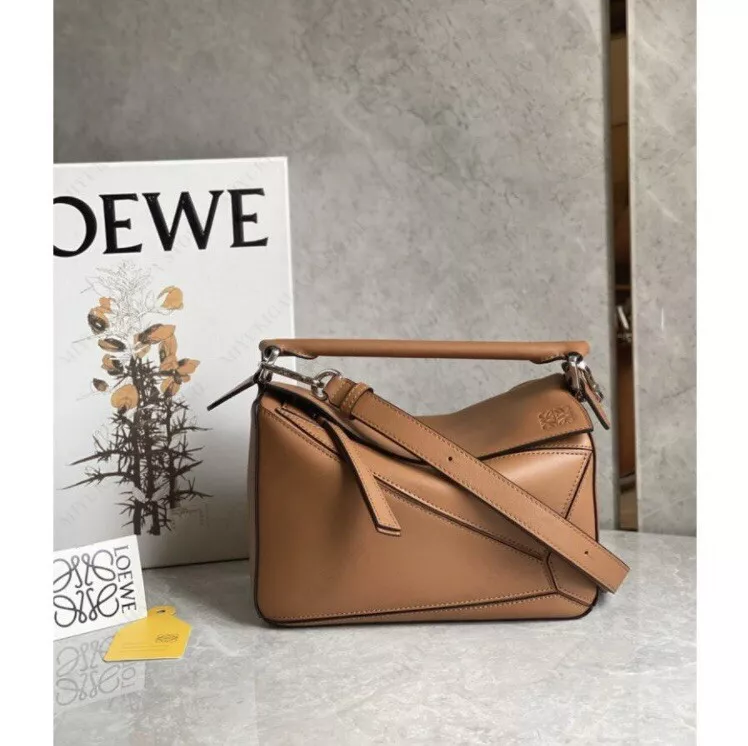 Loewe Puzzle Small Bag In Dark Taupe Leather in Brown