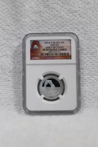2014-S Silver 25C National Parks Arches Early Releases PF69 Ultra Cameo NGC
