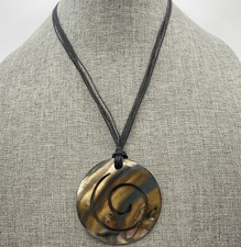 Abalone Shell Swirl Pendant Multi-strand Necklace Coastal Boho Mermaid Artisan