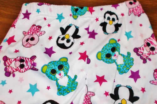 Girls TY Beanie Boos Fleece Pajamas -Pinky Owl / Waddles Penguin- Size 4/5 - Picture 3 of 8