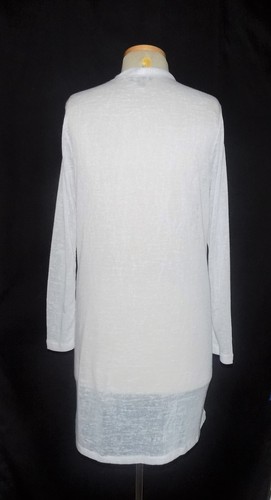 Neiman Marcus White Sheer Gauzy Polyester Knit Open Front Cardigan Jacket L NEW - Picture 2 of 5