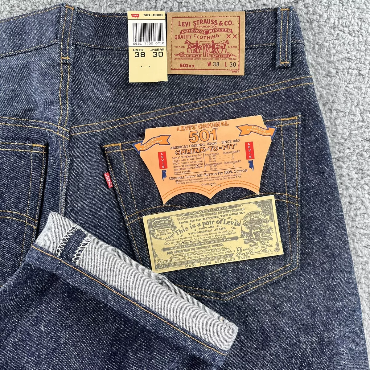 Levis 501xx Vintage 1987 Shrink-to-Fit Red Label Rigid Indigo | eBay