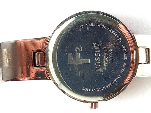 Fossil ES3107 Women Stainless Steel Watch Silvertone Black Dial Water Resistant - Picture 5 of 7