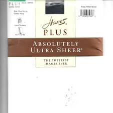 Hanes Plus Ultra Sheer Pantyhose, Plus Petite,Navy,Control Top,Reinf Toe, New