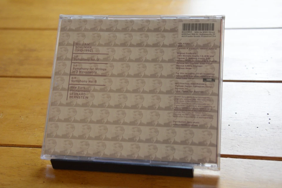 SCHUMAN CD "SYMPHONIES NO 3 & NO 8" [NEW SEALED] BERNSTEIN SONY CLASSICAL [149] - Image 2 of 4