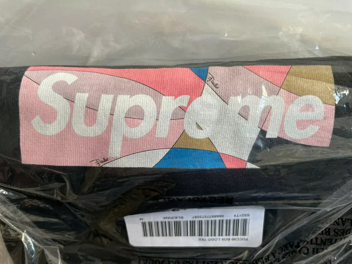 Supreme Emilio Pucci Box Logo Tee Shirt Size: Medium M Black/Dusty Pink IN  HAND!