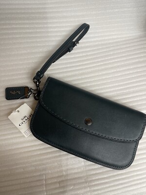 NEW COACH 1941 GLOVETANNED LEATHER CYPRESS GREEN CLUTCH WRISTLET 29770