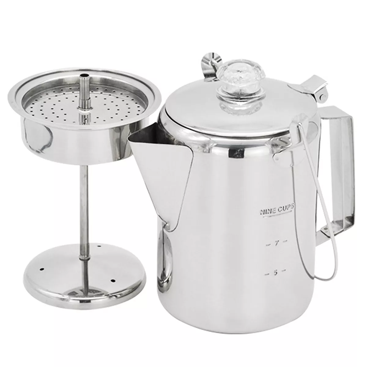 Outdoor Camping Coffee Pot Cup Stainless Steel Percolator Coffee