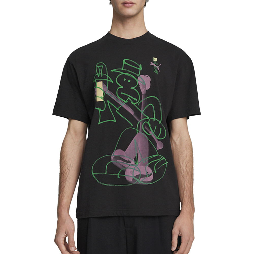 Футболка с круглым вырезом и коротким рукавом Puma Martí Sawe X с графическим рисунком, мужские черные повседневные топы