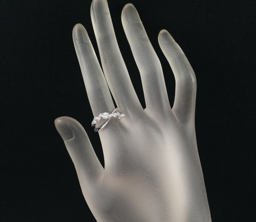 Diamond 0.51ct Cross Line Wave Ring 18K 750 White Gold - Picture 5 of 5