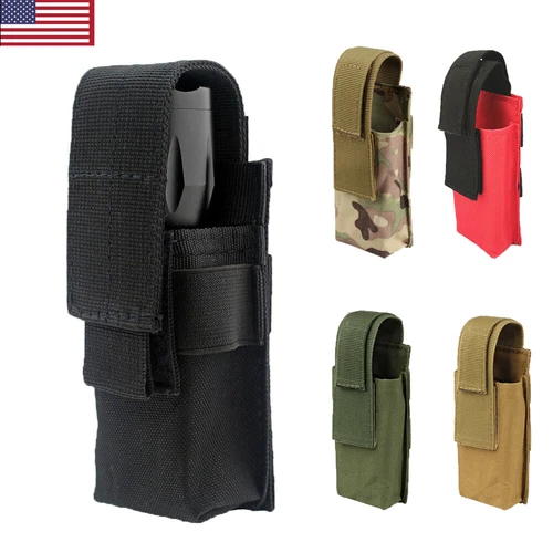 Tactical Molle Flashlight Holder Belt Holster Flashlight Pouch Torch Carry Case
