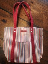 Cute Longaberger Red Striped Tote Bag Magnetic Snap Closure Lined