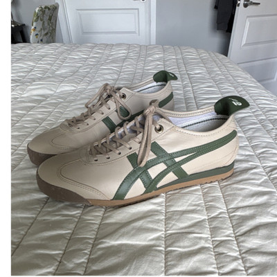 Onitsuka Tiger Mexico 66 Beige Green Leather Sneakers M 5.5/W 7