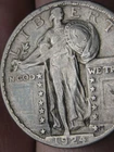 1924 D Silver Standing Liberty Quarter, Denver, XF Details