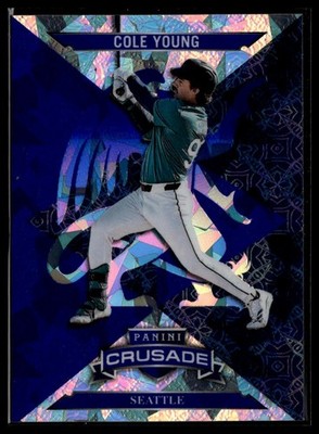 2025 Panini Crusade #7 Cole Young Crusade Blue Cracked Ice