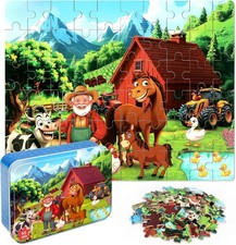 LELEMON Puzzles for Kids Ages 4-6, Farm 60 Piece Puzzles for Kids Ages 3-5 in a