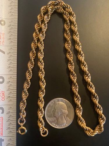 VTG Early Gold Tone Filled? Necklace/Pocket Watch Fob Chunky Rope Chain 18.5” - Picture 3 of 15