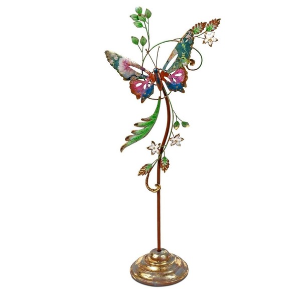 Dekofigur Schmetterling Auf Fuß H. 74Cm Bunt Gold Aus Metall Formano S26-image