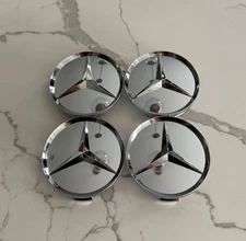 SET OF 4 Mercedes Benz Chrome 75MM Wheel Rim Center Hub Caps logo star
