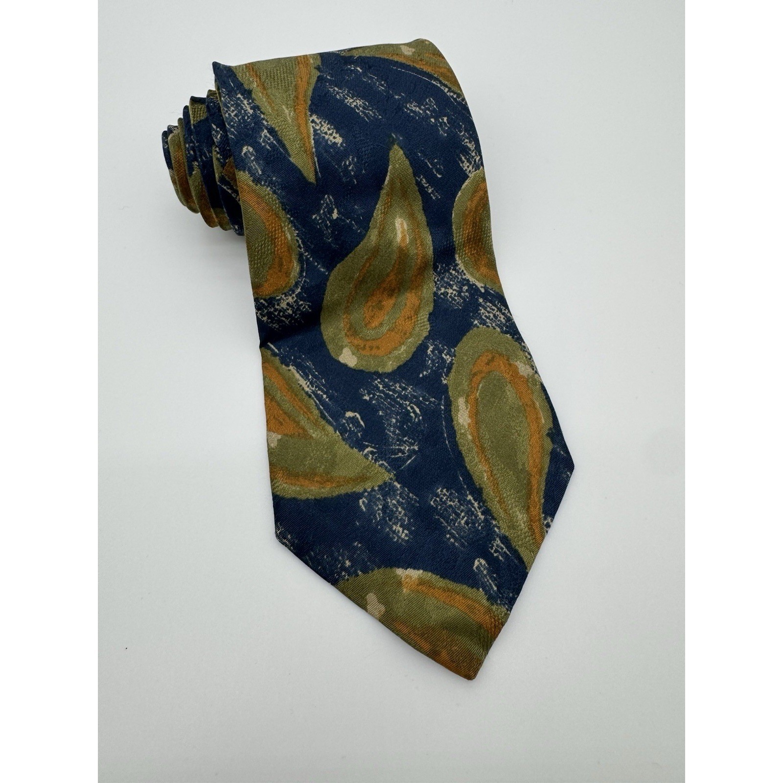 Ermenegildo Zegna Silk Tie Blue Green Abstract Paisley Italy Designer Luxury