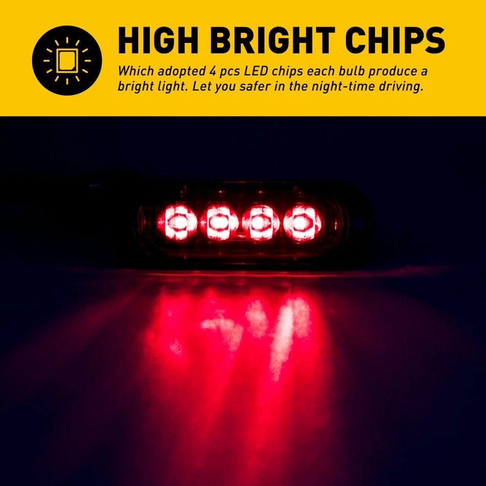 4PC Amber 3LED Side Marker Lights RV Truck Trailer Clearance Light Waterproof. E - Foto 11