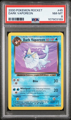 Dark Vaporeon (Unlimited) graded PSA 8 for sale on eBay