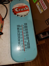 Orange Crush Vintage Soda Advertising Wall Thermometer Blue Metal