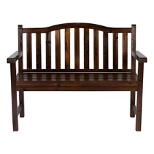 Shine Company Outdoor Bench 45" Portable Rustic Classic Style Wood Burnt Brown