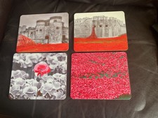 WW1 Centenary Blood Sweat Lands & Tears of Red Poppies Tischsets x4 2014