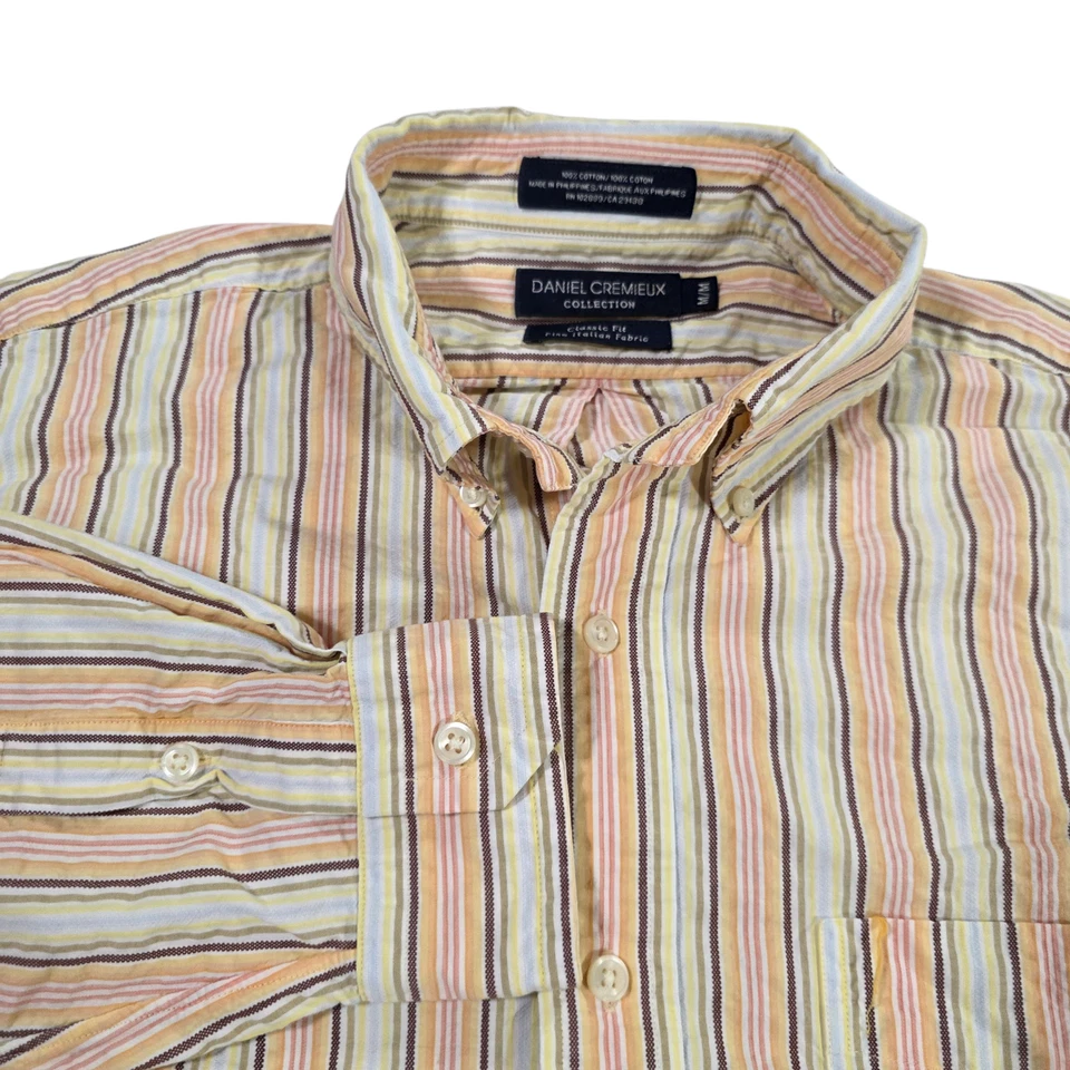 Daniel Cremieux Button Up Shirt Mens Multicolor M Striped Long Sleeve Italian - Image 4 of 4
