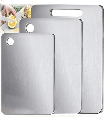 Titanium Cutting Board Set of 3 for Kitchen, 100% Pure Titanium Double-Sided ...