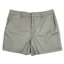 Gloria Vanderbilt Women Green Mid Rise Stretch Twill Chino Shorts Size 14 5 Inch