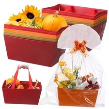 24 Pcs Fall Basket for Gifts Empty Orange Brown Green Gift Mixed Color Pure