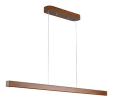 31.5" Wood Linear Pendant Light – Dimmable LED Chandelier with Remote