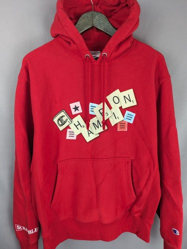 Champion Hoodie Mens Large Reverse Weave Scrabble Heavy Outdoor Games Sweater