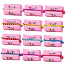 60 Pieces Valentine Knot Bracelets with Cards Kids Classroom Exchange Gifts,