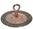 Pink Depression Glass Dessert Sandwich Plate Ornate Floral Silver Overlay