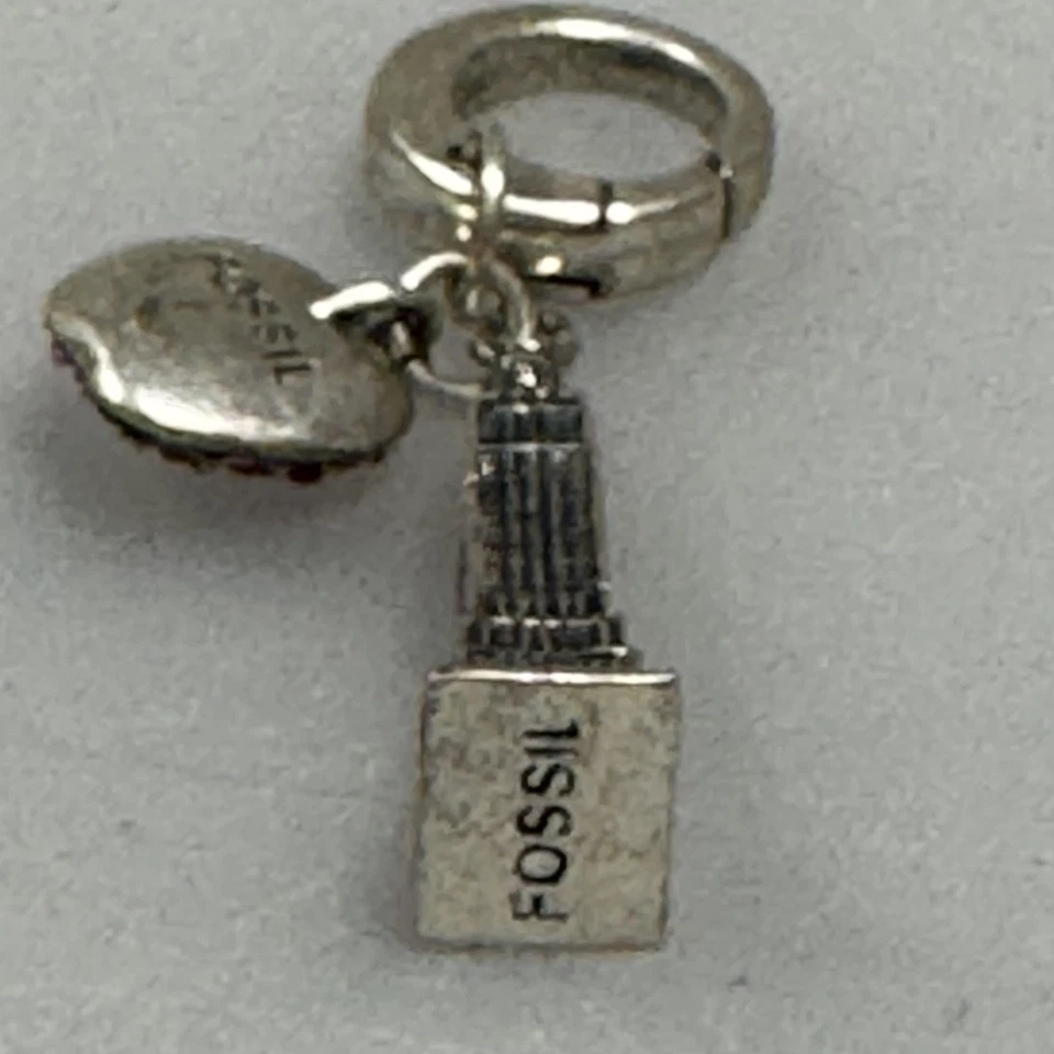 Fósil Empire State Building Dije Colgante Corazón Cristal Rojo Nueva York Joyería de Viaje Foto 2 de 3