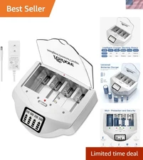 Multi-Function Battery Charger with 4 Slots & Smart Display for Household Use