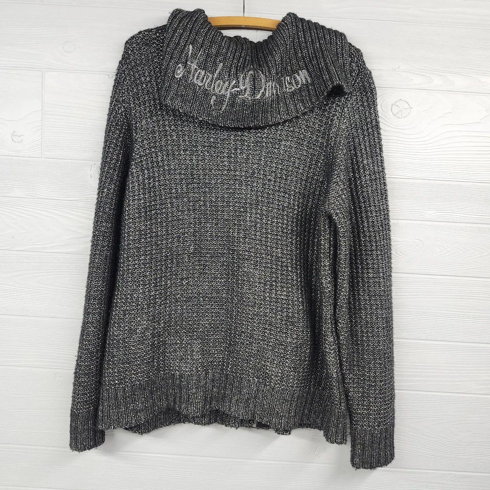 Suéter Harley Davidson Negro Tejido Manga Larga Cremallera Botones Mujer Talla 2XL  Foto 2 de 4