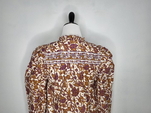 LOVE THE LABEL Top Women's Small Floral Printed Long Sleeve Blouse In Rust - Picture 8 of 11