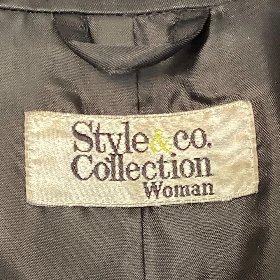 Style & Co. Woman Black Trench Coat Size XXL Classic Chic  - Image 2 of 4