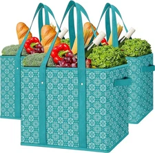 Large Water-Resistant Shopping Bags [3 Pack] - Collapsible & Versatile Tote Bags