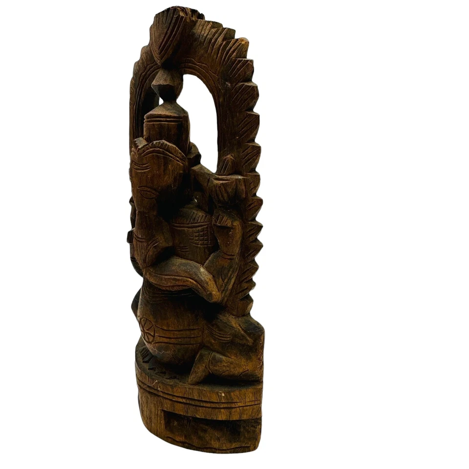 Lord Ganesh Madera Tallada India Hindú Puja Decoración Habitación Ganesha De Colección Foto 3 de 4