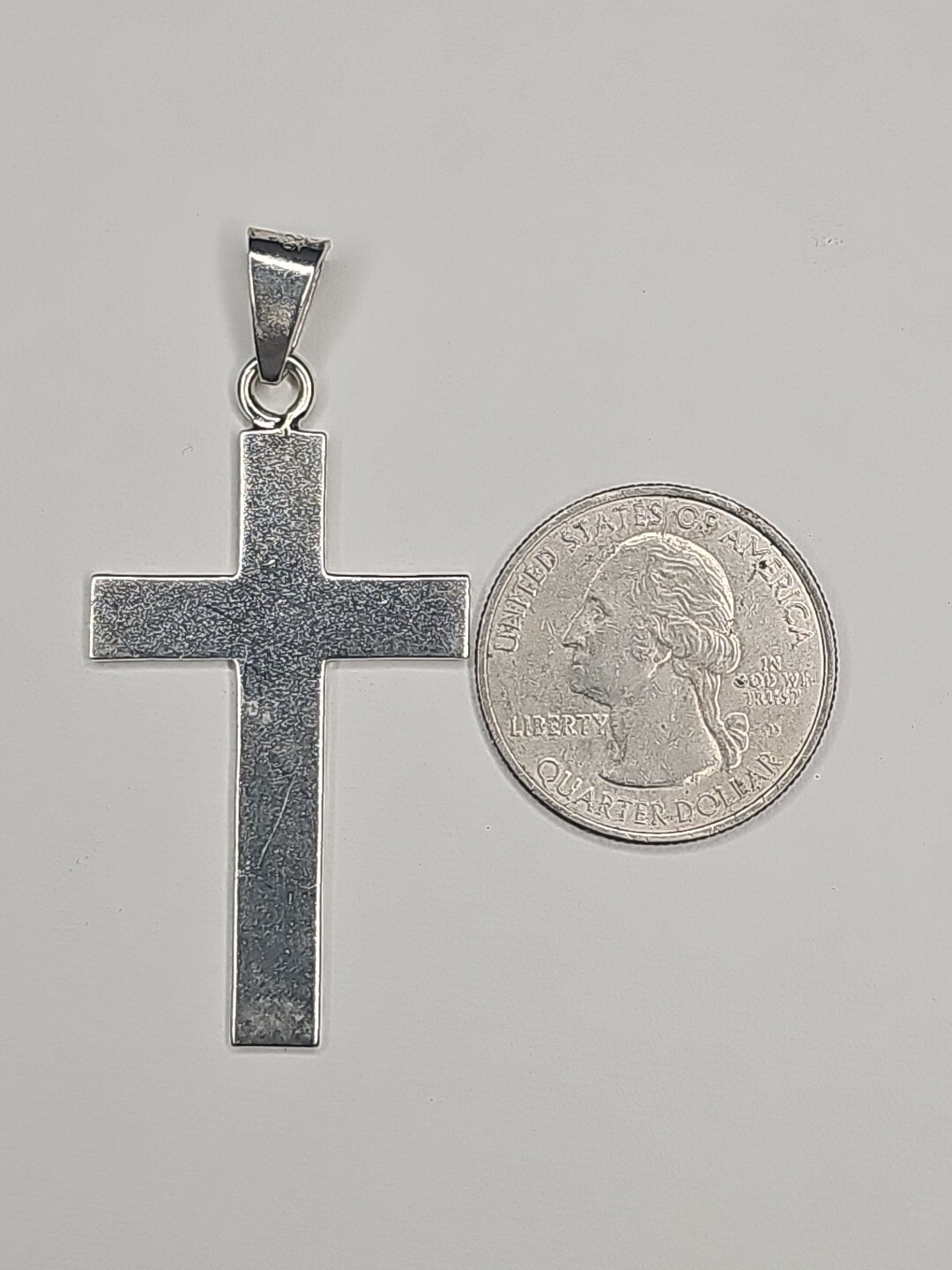 Silver 925 Simple Solid Cross Pendant Charm - image 2