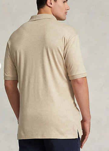 POLO RALPH LAUREN Para Hombre Calce Clásico Entrelazado Camisa Polo Talla S -Sand Heather Nuevo Sin Etiquetas - Imagen 2 de 5