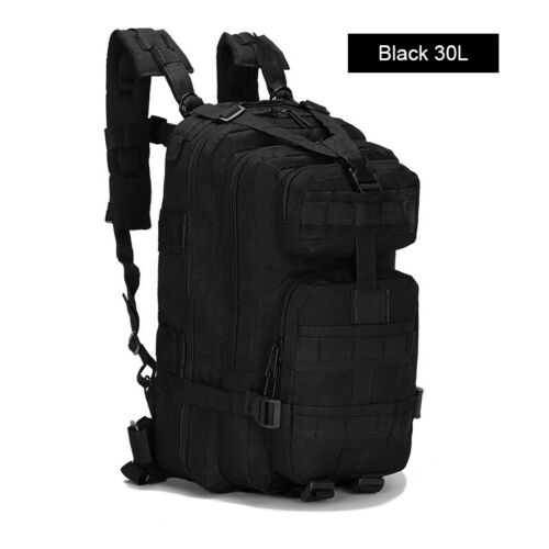 30L Military Black Tactical Backpack Rucksack Camping Hiking Bag Outdoor Travel - Afbeelding 1 van 11